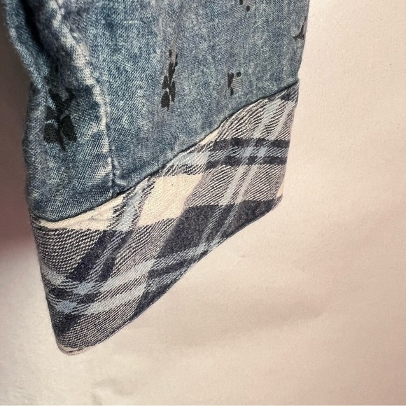 Free People Dottie Over You Button Up Shirt SZ XS Floral Plaid Western Boho - Picture 8 of 11